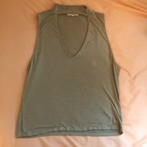 Olive green cut out tank top